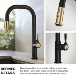 2-Function Single Handle Pull Down Kitchen Faucet in Spot-Free Brushed Brass