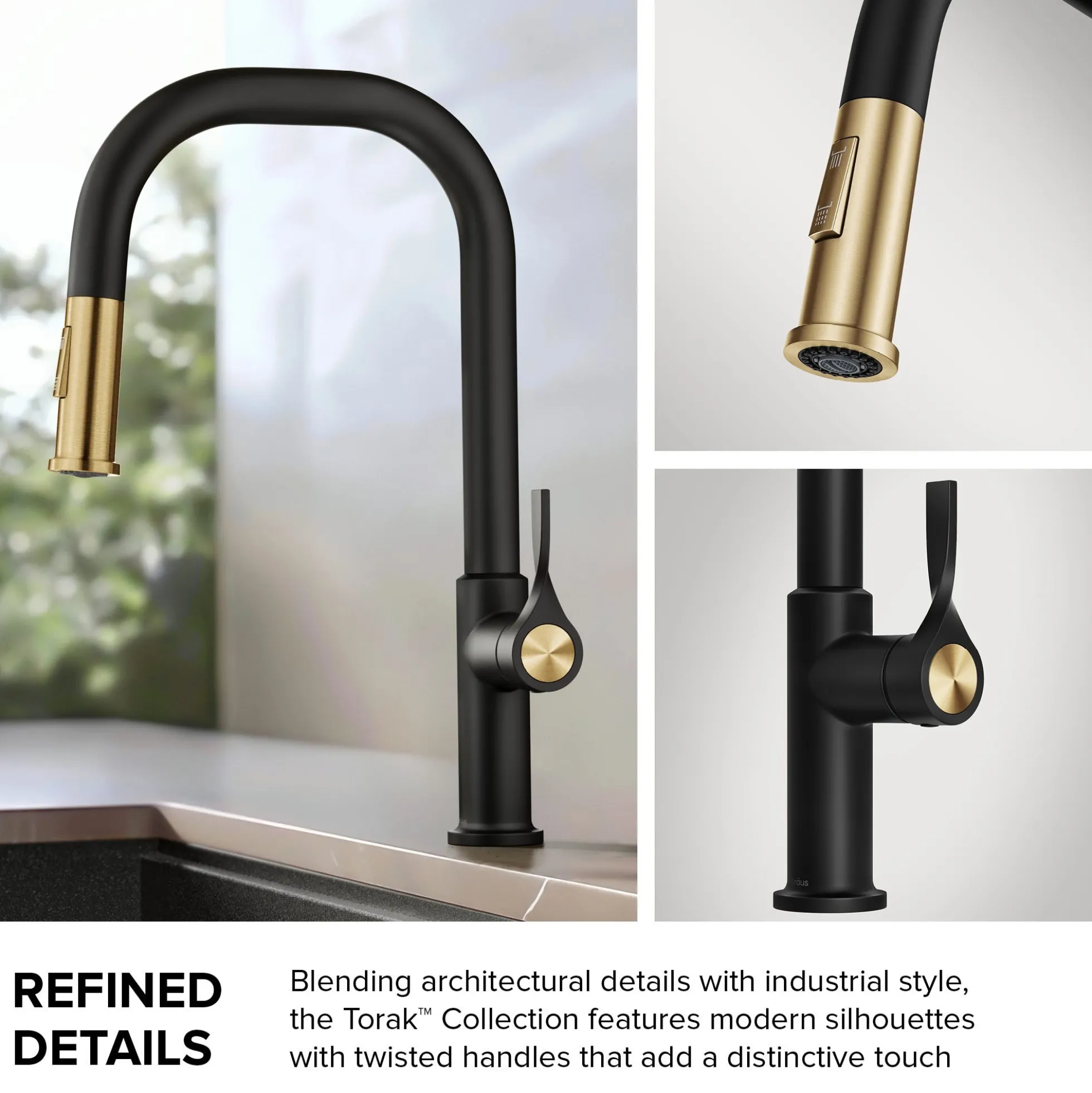 2-Function Single Handle Pull Down Kitchen Faucet in Spot-Free Brushed Brass