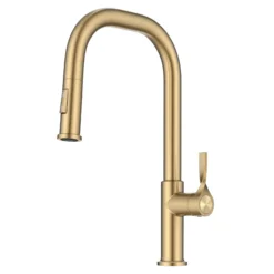 2-Function Single Handle Pull Down Kitchen Faucet in Spot-Free Brushed Brass