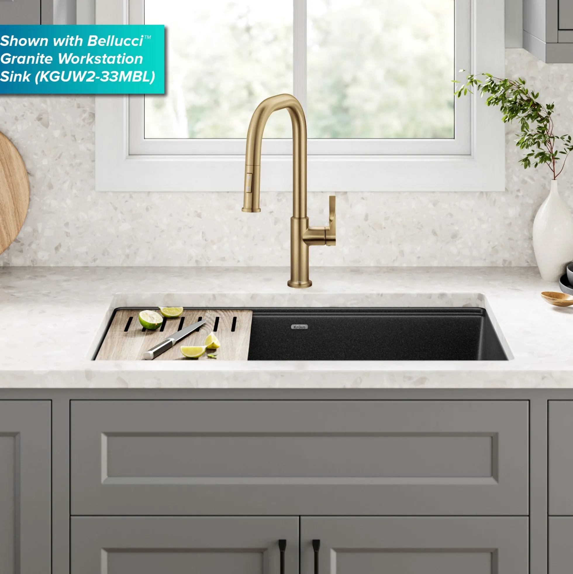 2-Function Single Handle Pull Down Kitchen Faucet in Spot-Free Brushed Brass