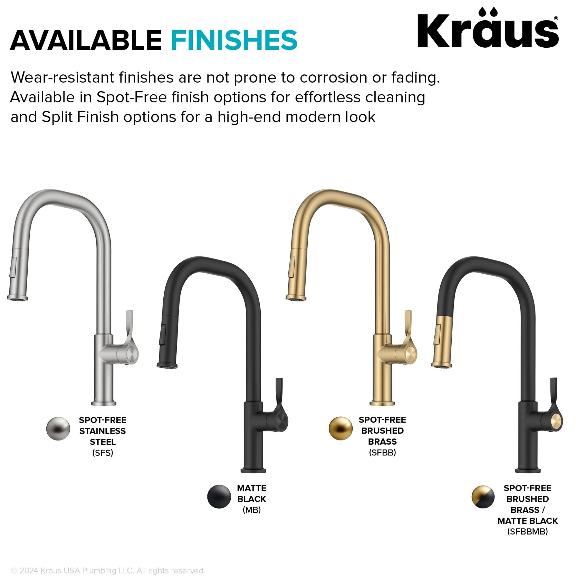 2-Function Single Handle Pull Down Kitchen Faucet in Spot-Free Brushed Brass