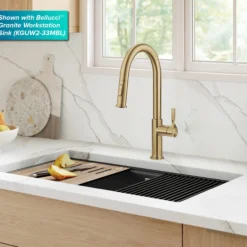 2-Function Single Handle Pull Down Kitchen Faucet in Spot-Free Brushed Brass