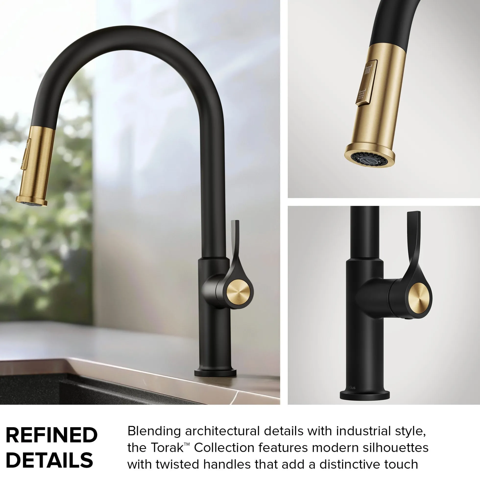 2-Function Single Handle Pull Down Kitchen Faucet in Spot-Free Brushed Brass