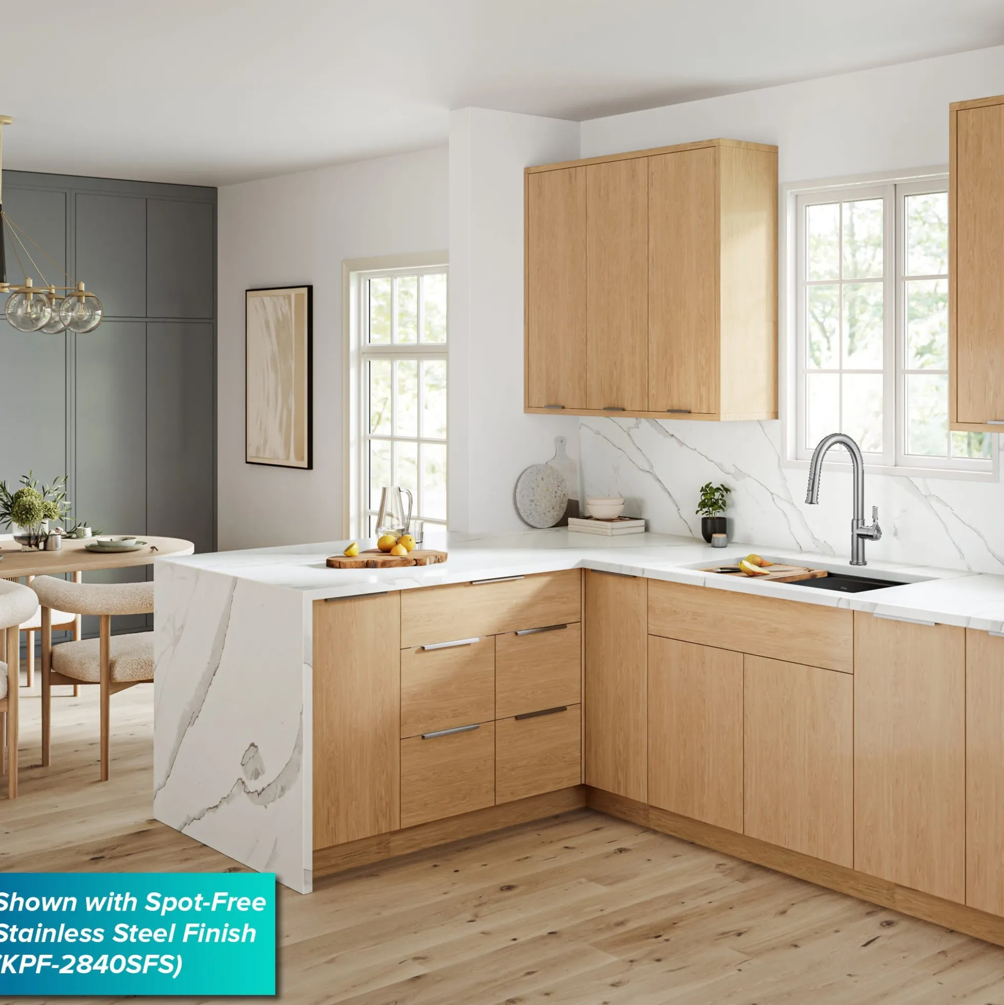 2-Function Single Handle Pull Down Kitchen Faucet in Spot-Free Brushed Brass