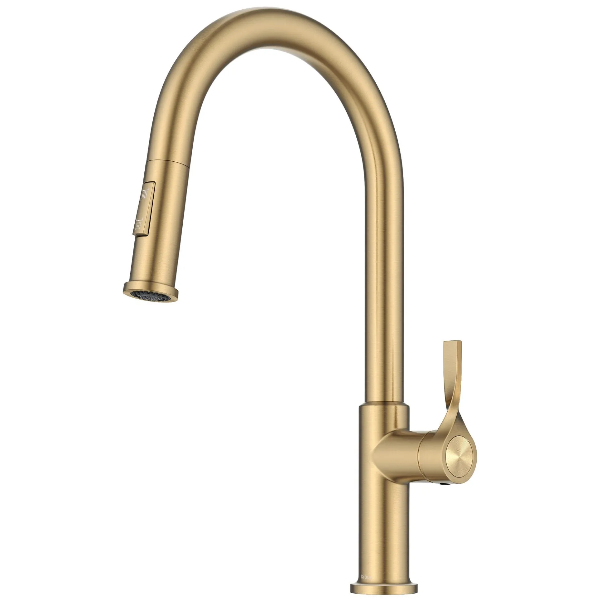 2-Function Single Handle Pull Down Kitchen Faucet in Spot-Free Brushed Brass