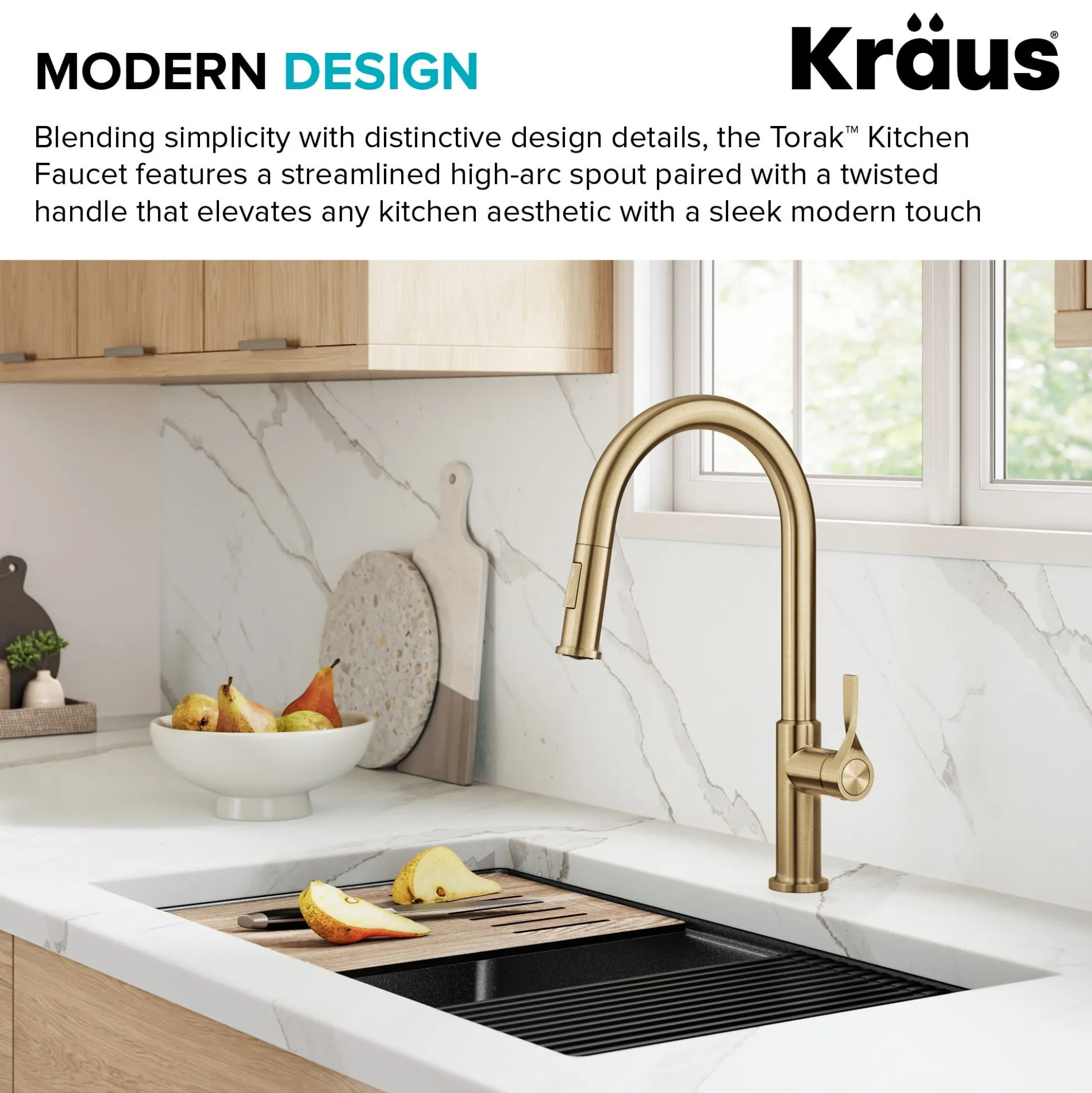 2-Function Single Handle Pull Down Kitchen Faucet in Spot-Free Brushed Brass