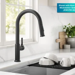 2-Function Single Handle Pull Down Kitchen Faucet in Matte Black