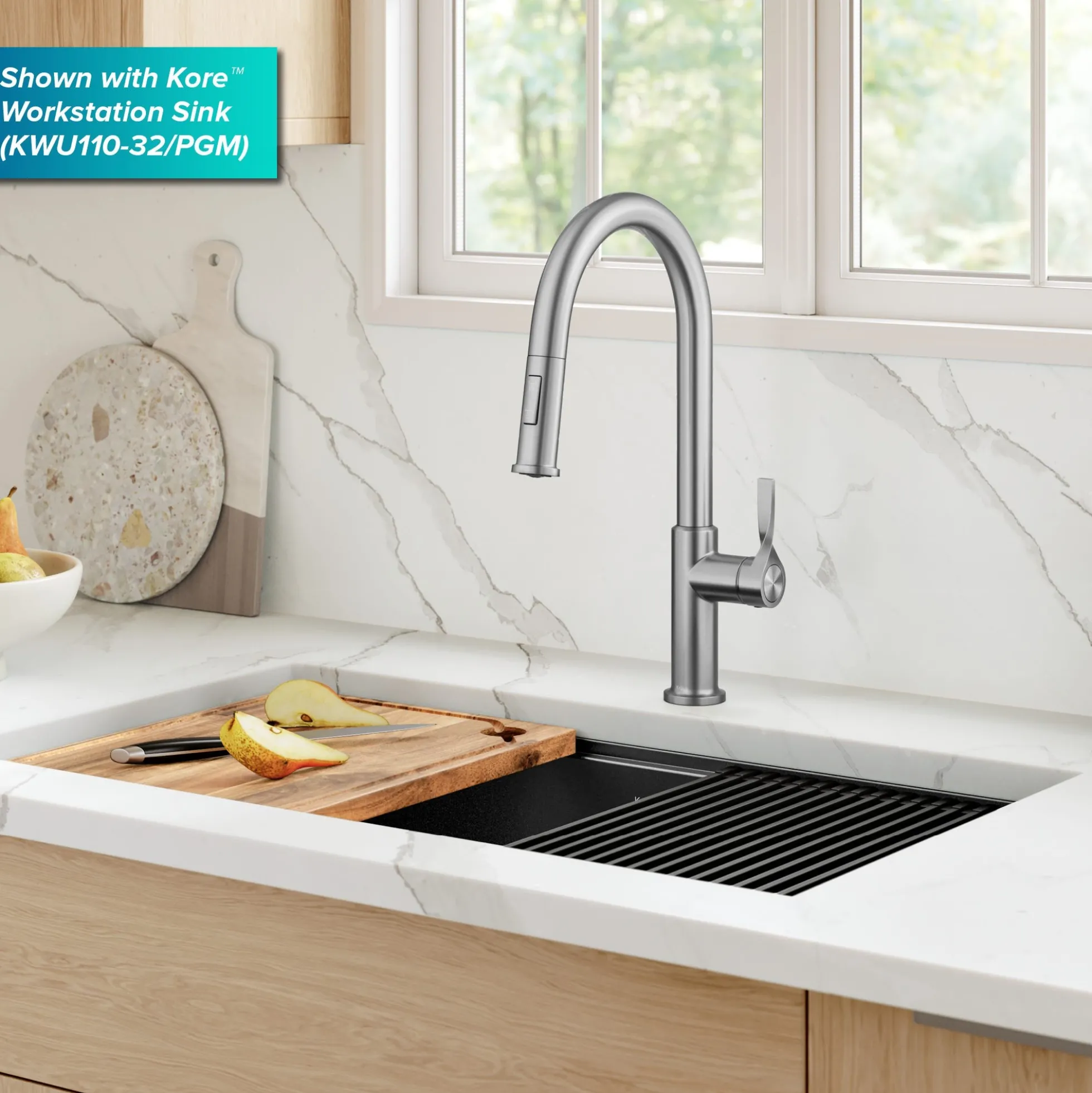 2-Function Single Handle Pull Down Kitchen Faucet in Spot-Free Stainless Steel
