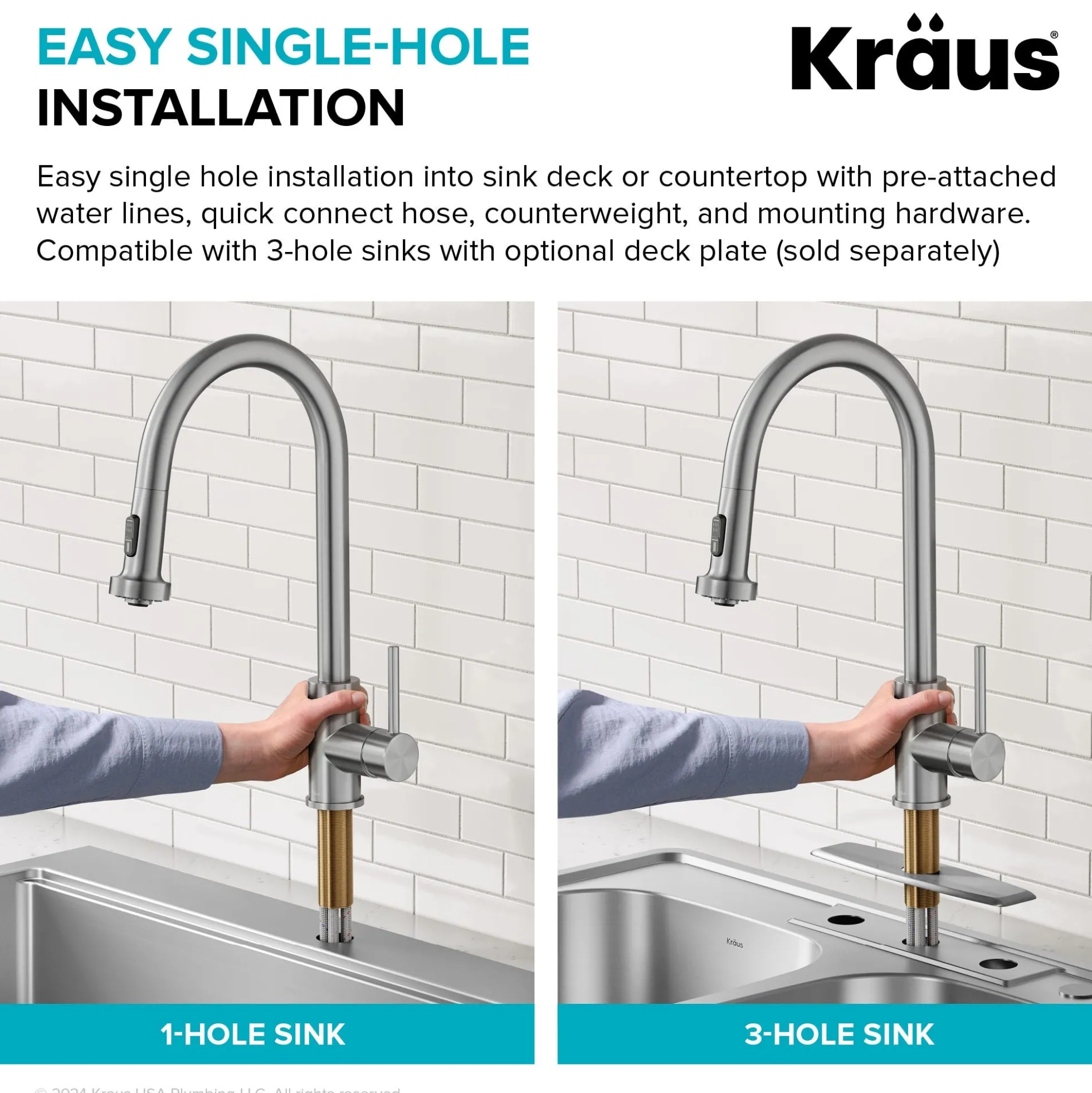 2-Function Single Handle Pull Down Kitchen Faucet in Spot-Free Stainless Steel