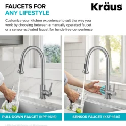 2-Function Single Handle Pull Down Kitchen Faucet in Spot-Free Stainless Steel