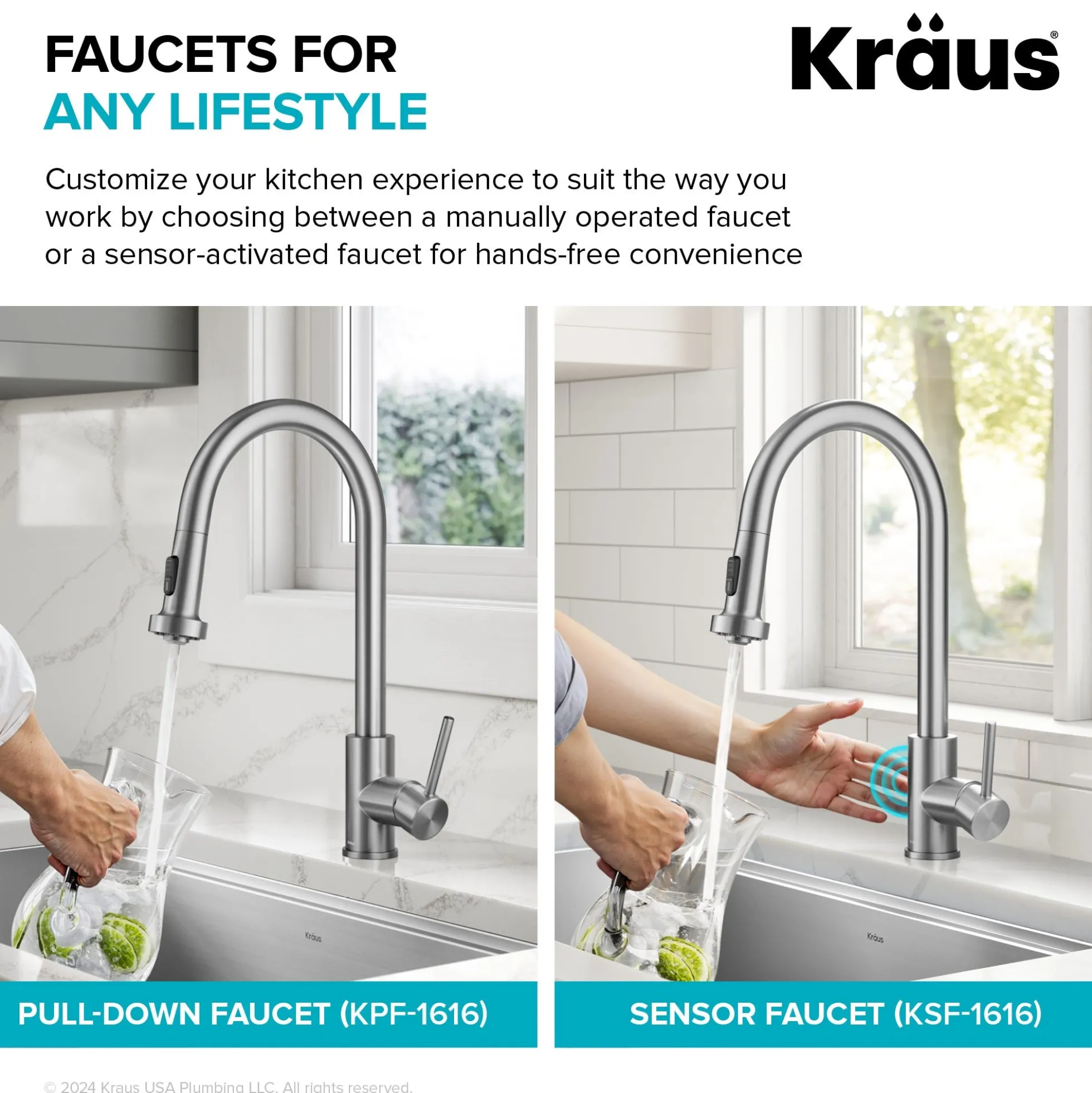 2-Function Single Handle Pull Down Kitchen Faucet in Spot-Free Stainless Steel