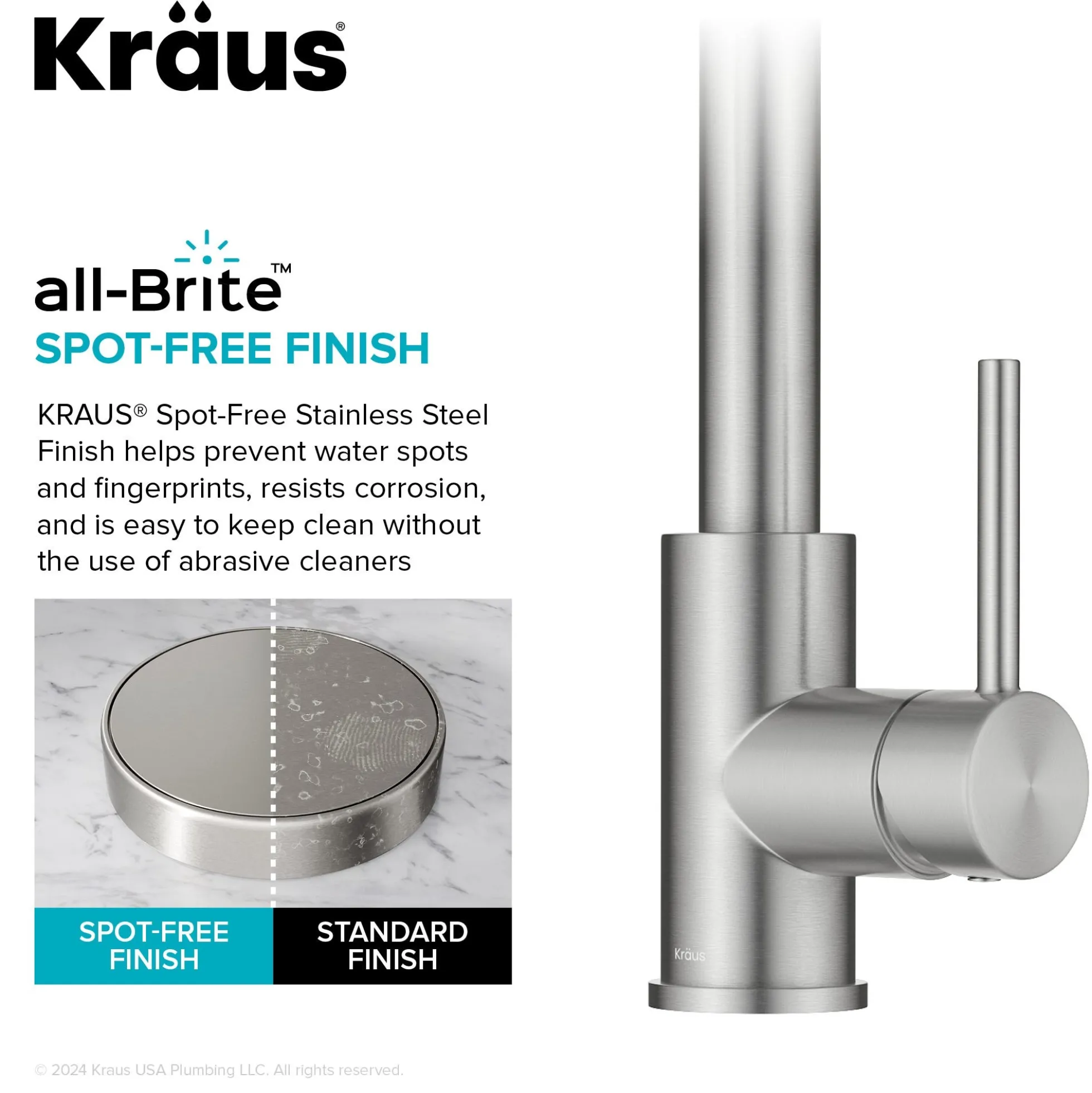 2-Function Single Handle Pull Down Kitchen Faucet in Spot-Free Stainless Steel