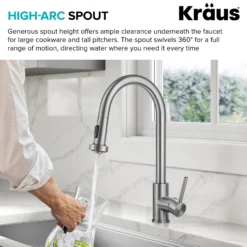 2-Function Single Handle Pull Down Kitchen Faucet in Spot-Free Stainless Steel