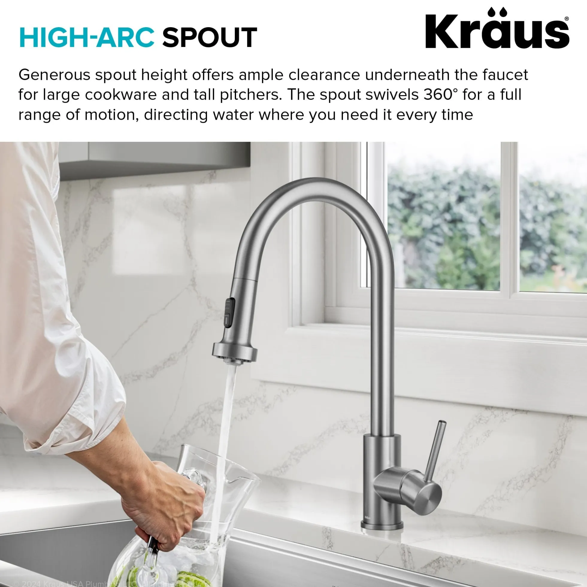2-Function Single Handle Pull Down Kitchen Faucet in Spot-Free Stainless Steel