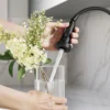 2-Function Single Handle Pull Down Kitchen Faucet in Matte Black
