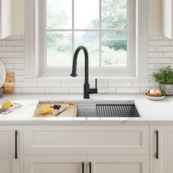 2-Function Single Handle Pull Down Kitchen Faucet in Matte Black