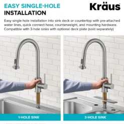 2-Function Single Handle Pull Down Kitchen Faucet in Spot-Free Brushed Brass