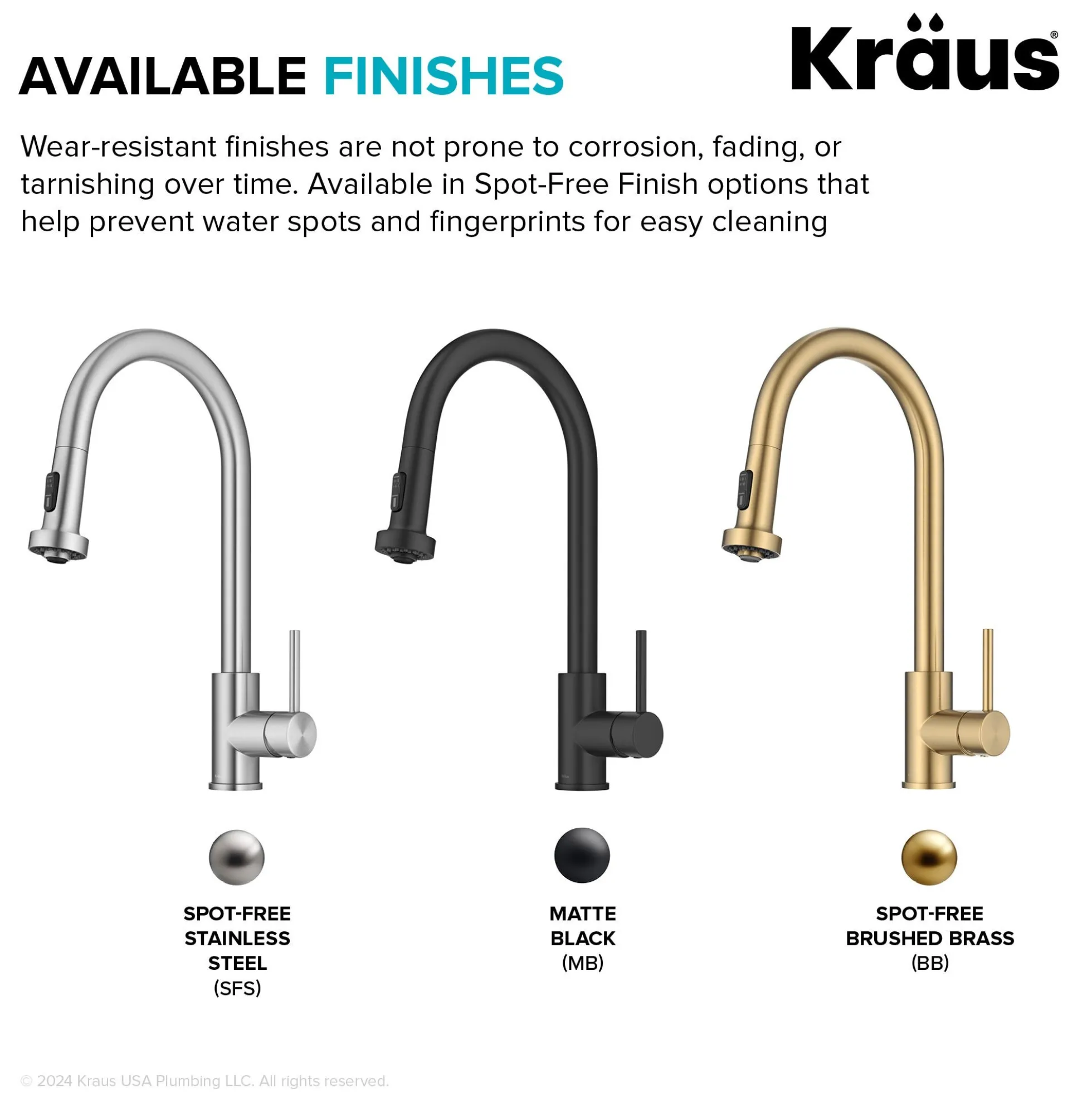 2-Function Single Handle Pull Down Kitchen Faucet in Spot-Free Brushed Brass