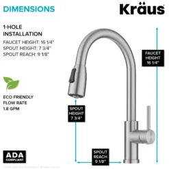 2-Function Single Handle Pull Down Kitchen Faucet in Spot-Free Stainless Steel