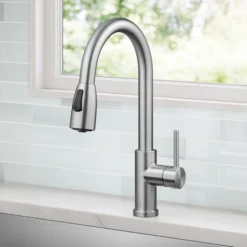 2-Function Single Handle Pull Down Kitchen Faucet in Spot-Free Stainless Steel