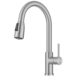 2-Function Single Handle Pull Down Kitchen Faucet in Spot-Free Stainless Steel