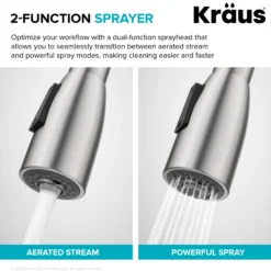 2-Function Single Handle Pull Down Kitchen Faucet in Spot-Free Stainless Steel