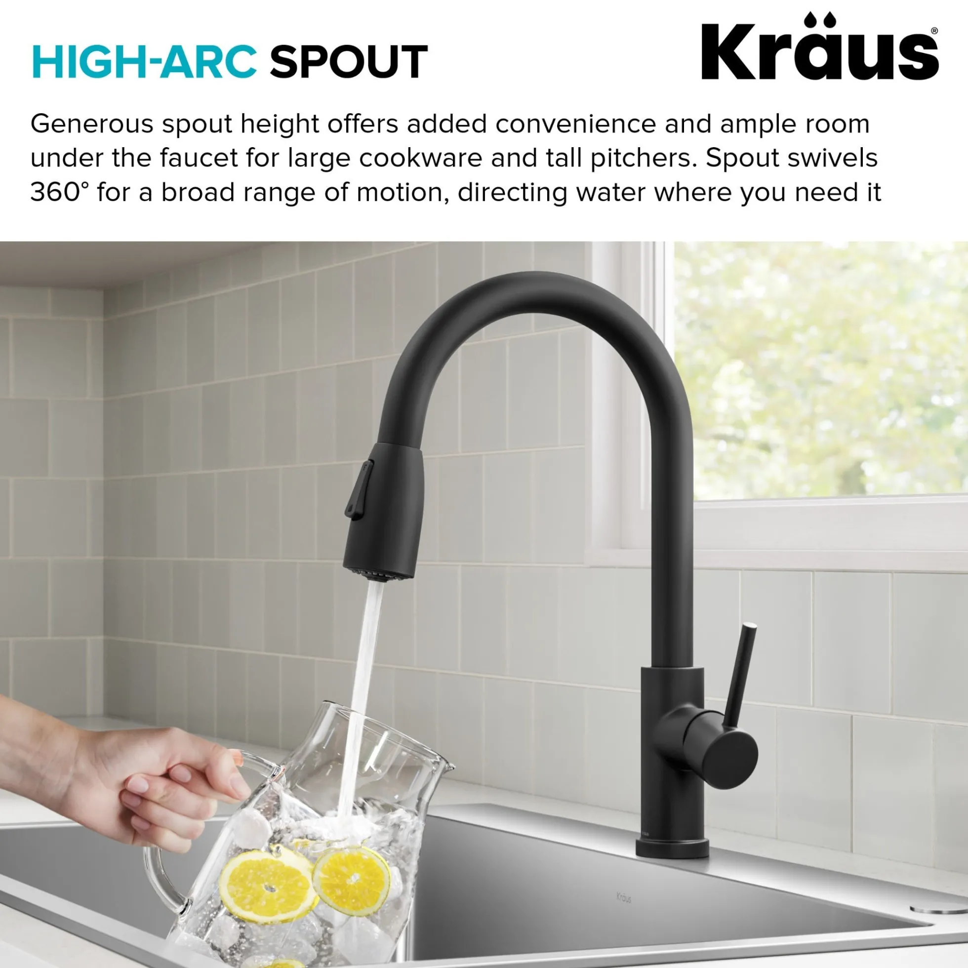 2-Function Single Handle Pull Down Kitchen Faucet in Matte Black