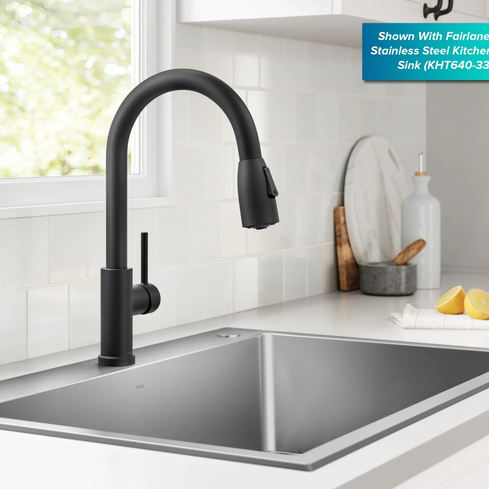 2-Function Single Handle Pull Down Kitchen Faucet in Matte Black