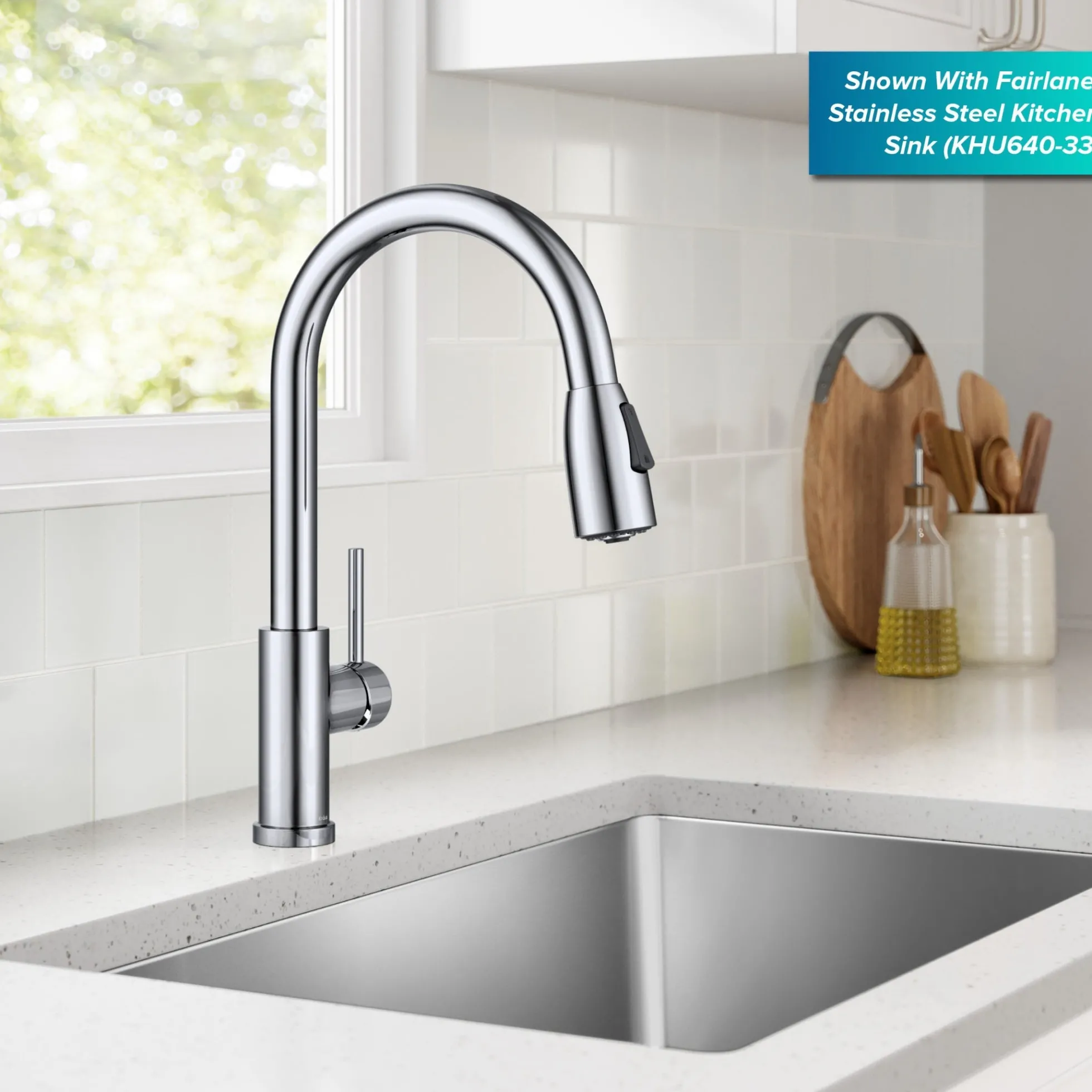 2-Function Single Handle Pull Down Kitchen Faucet in Chrome