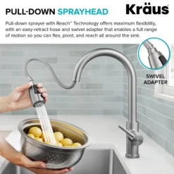 2-Function Single Handle Pull Down Kitchen Faucet in Chrome