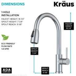 2-Function Single Handle Pull Down Kitchen Faucet in Chrome