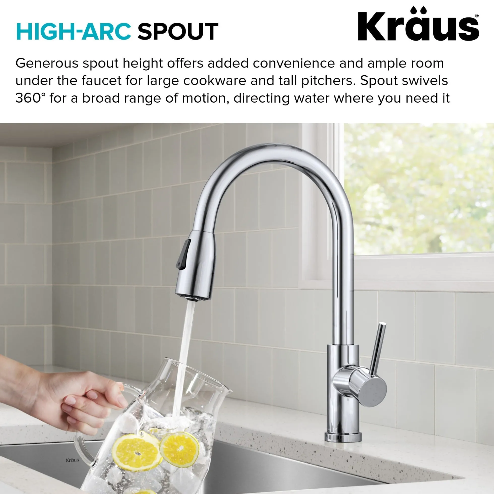 2-Function Single Handle Pull Down Kitchen Faucet in Chrome