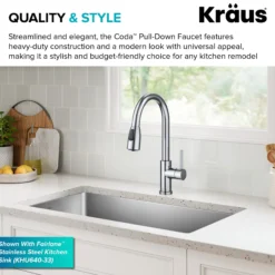 2-Function Single Handle Pull Down Kitchen Faucet in Chrome