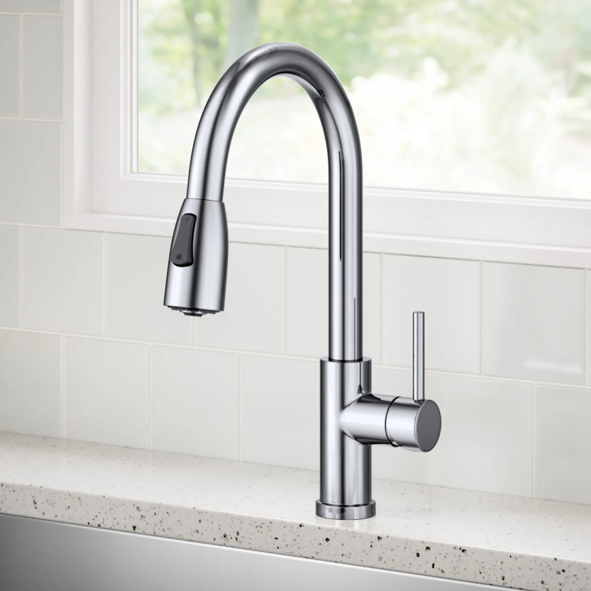 2-Function Single Handle Pull Down Kitchen Faucet in Chrome