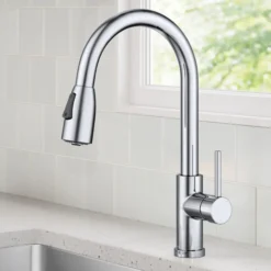 2-Function Single Handle Pull Down Kitchen Faucet in Chrome