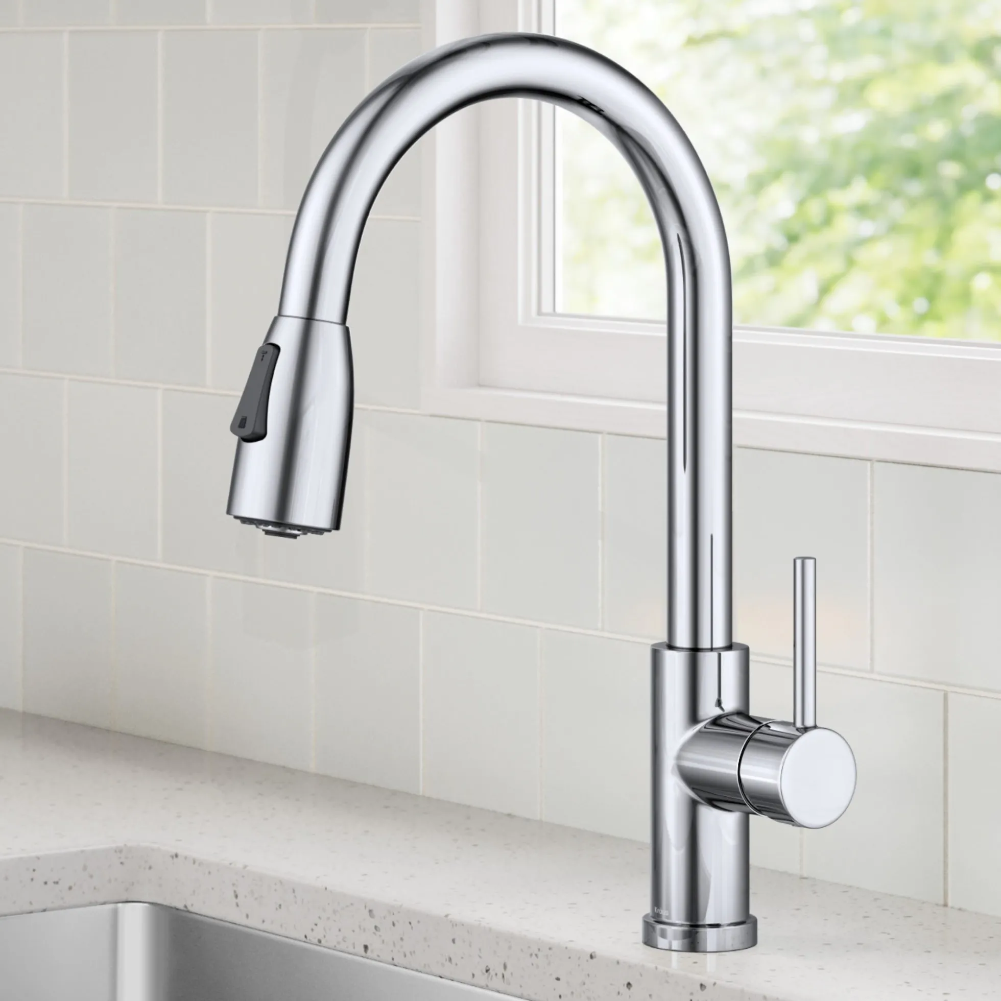 2-Function Single Handle Pull Down Kitchen Faucet in Chrome