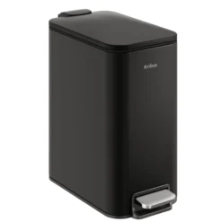 1.3 Gallon / 5 Liter Step Pedal Bathroom Trash Can in Matte Black with Removable Inner Bucket and Soft Close Lid