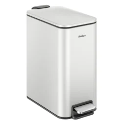 1.3 Gallon / 5 Liter Step Pedal Bathroom Trash Can in Matte White with Removable Inner Bucket and Soft Close Lid