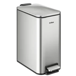 1.3 Gallon / 5 Liter Step Pedal Bathroom Trash Can in Spot-Free Stainless Steel with Removable Inner Bucket and Soft Close Lid