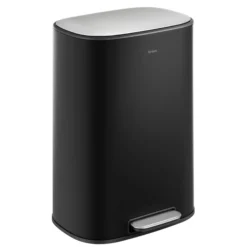 13.2 Gallon / 50 Liter Step Pedal Kitchen Trash Can in Matte Black with Removable Inner Bucket and Soft Close Lid