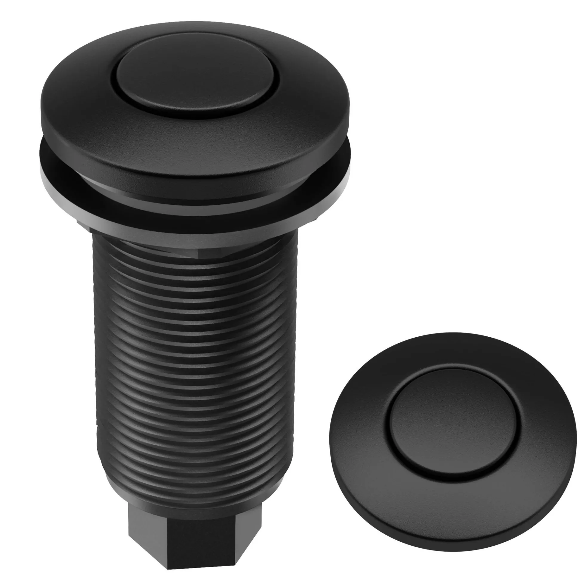 Garbage Disposal Air Switch Kit in Matte Black with Push Button, AC Adapter, Power Cord, and Air Tube Included