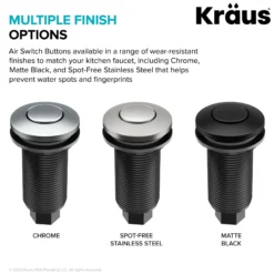 Garbage Disposal Air Switch Kit in Matte Black with Push Button, AC Adapter, Power Cord, and Air Tube Included