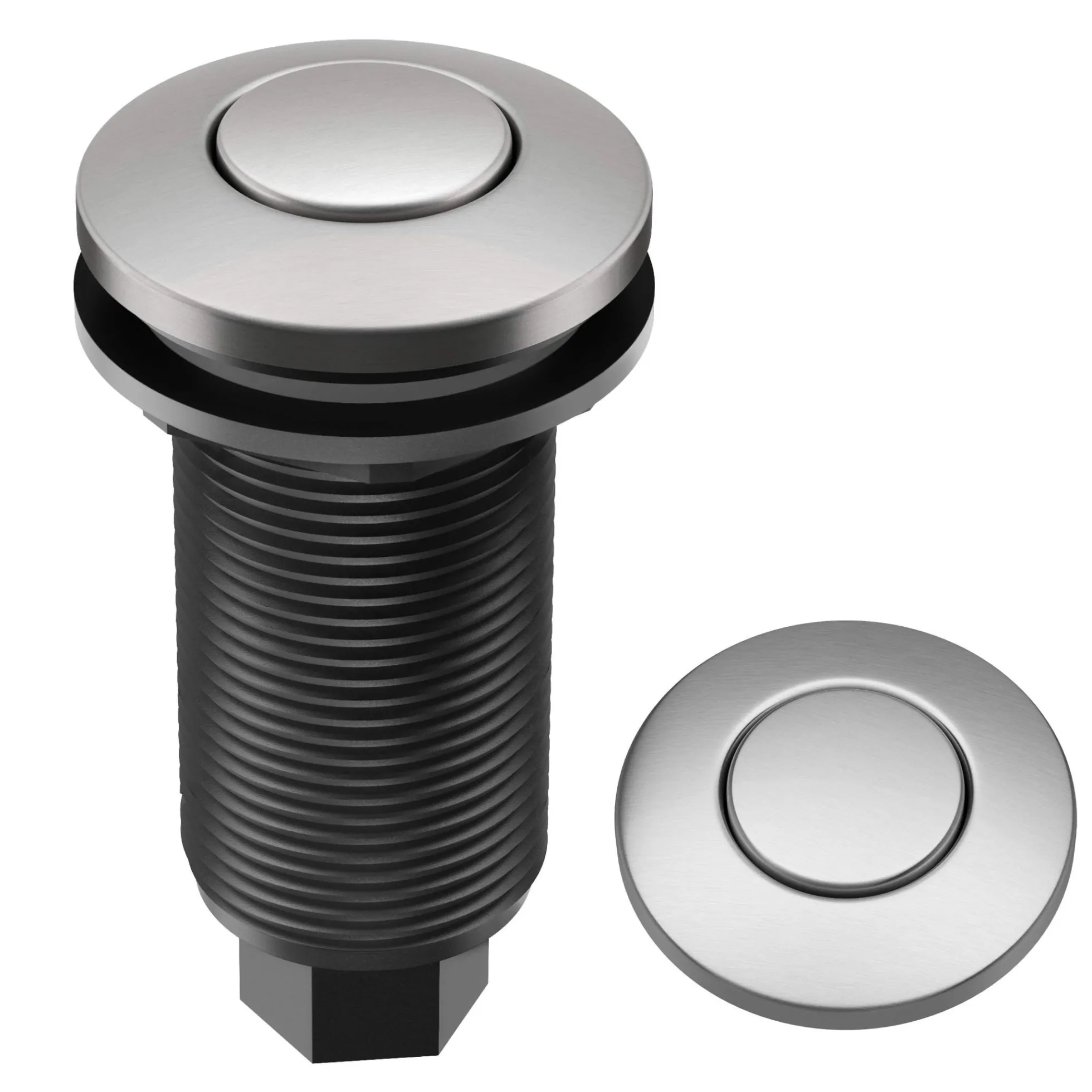 Garbage Disposal Air Switch Kitin Spot-Free Stainless Steel with Push Button, AC Adapter, Power Cord, and Air Tube Included