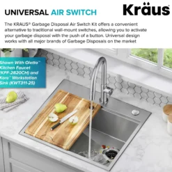Garbage Disposal Air Switch Kitin Chrome with Push Button, AC Adapter, Power Cord, and Air Tube Included