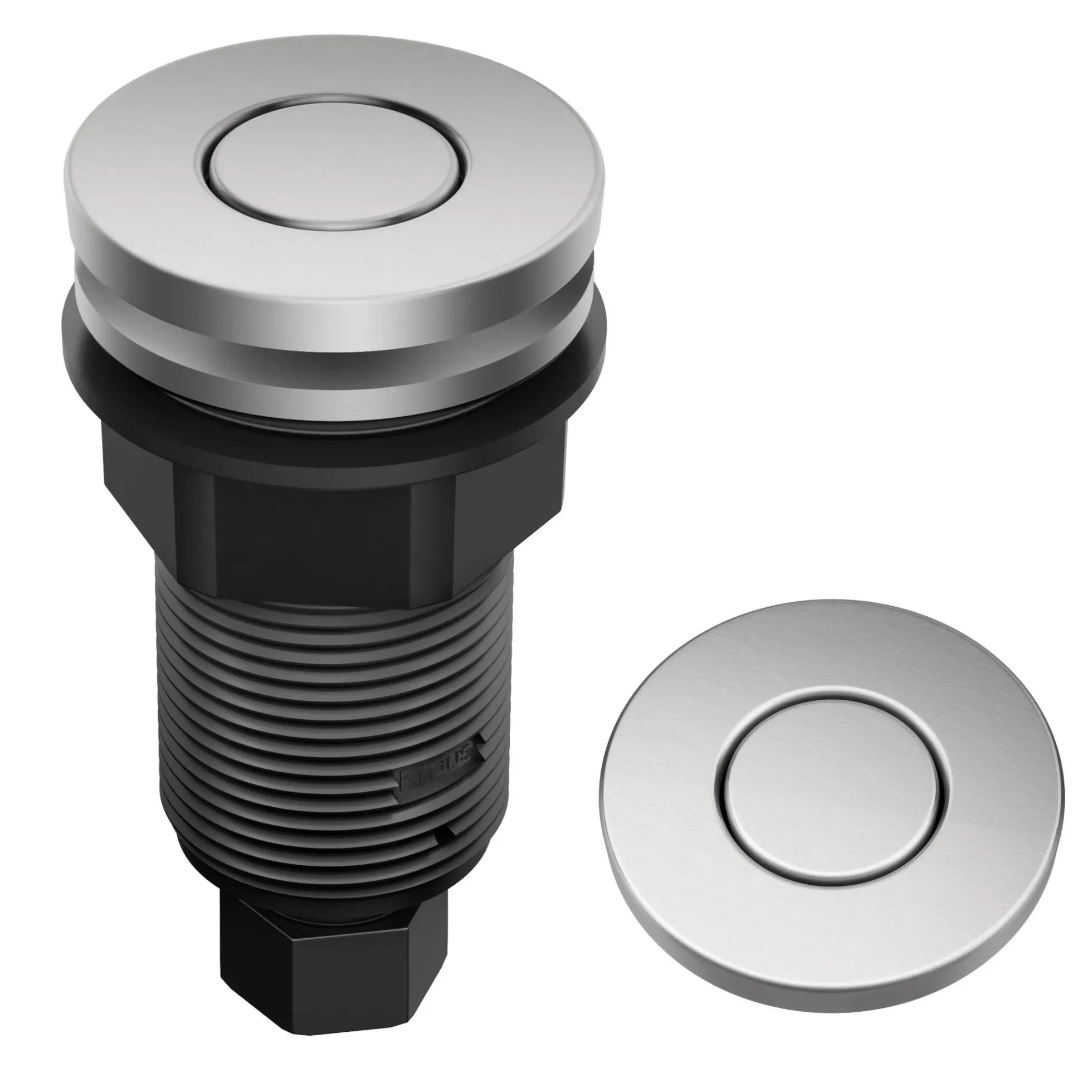 Garbage Disposal Air Switch Kit in Spot-Free Stainless Steel with Push Button, AC Adapter, Power Cord, and Air Tube Included