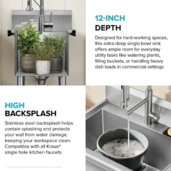 19” 18-Gauge Stainless Steel Single Bowl Freestanding Commercial Style Laundry Utility Sink
