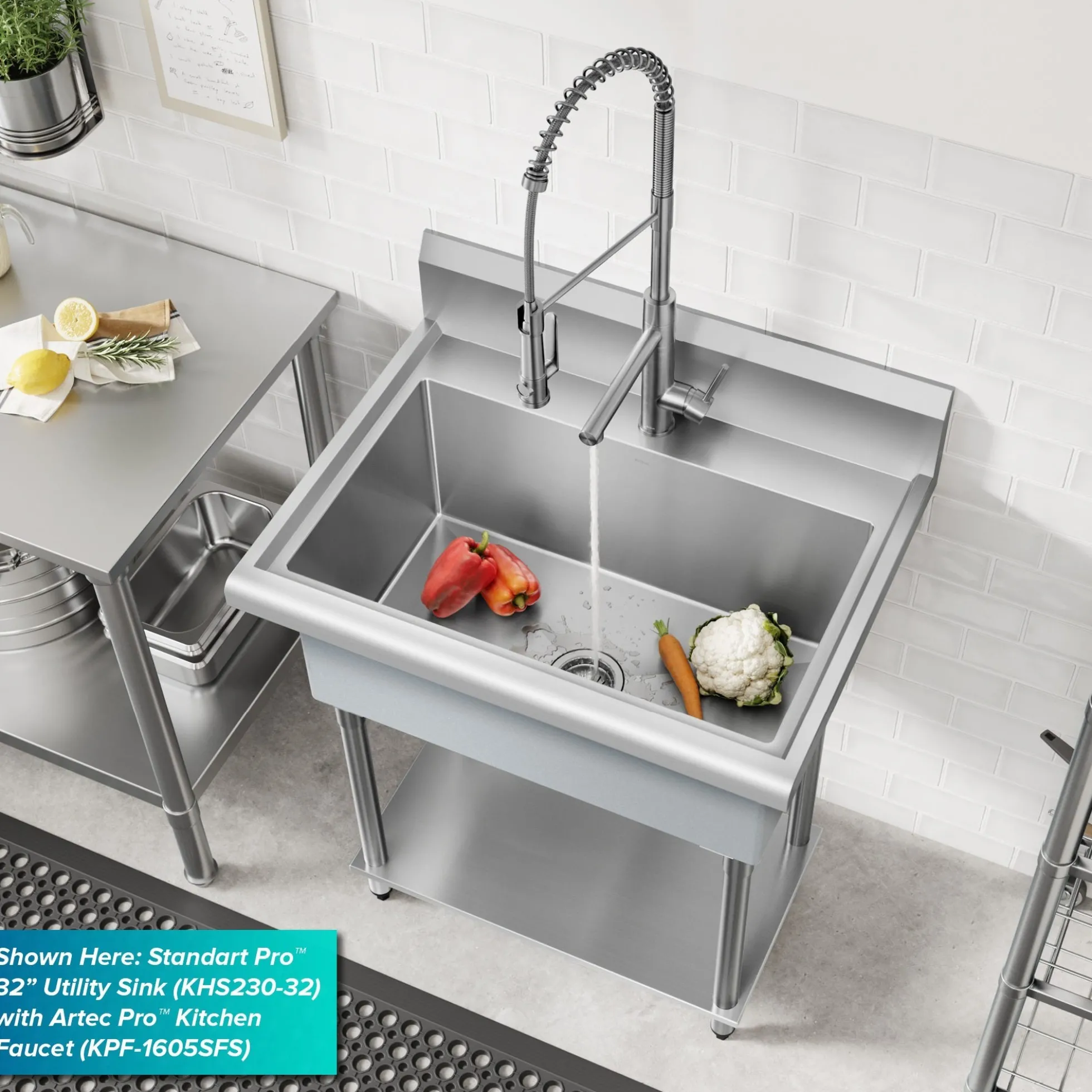 24” 18-Gauge Stainless Steel Single Bowl Freestanding Commercial Style Laundry Utility Sink