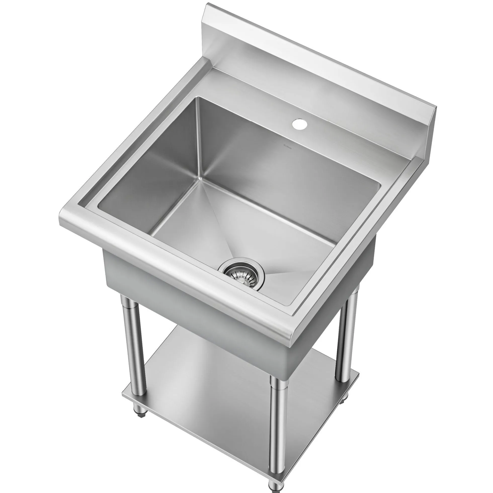 24” 18-Gauge Stainless Steel Single Bowl Freestanding Commercial Style Laundry Utility Sink