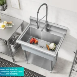 32” 18-Gauge Stainless Steel Single Bowl Freestanding Commercial Style Laundry Utility Sink