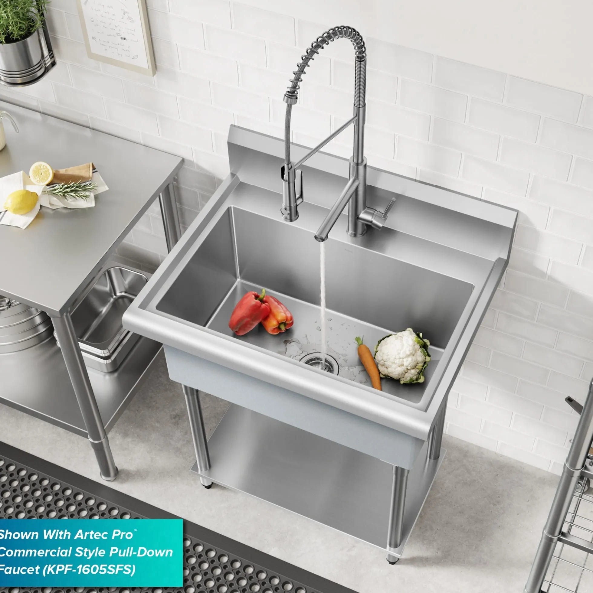 32” 18-Gauge Stainless Steel Single Bowl Freestanding Commercial Style Laundry Utility Sink